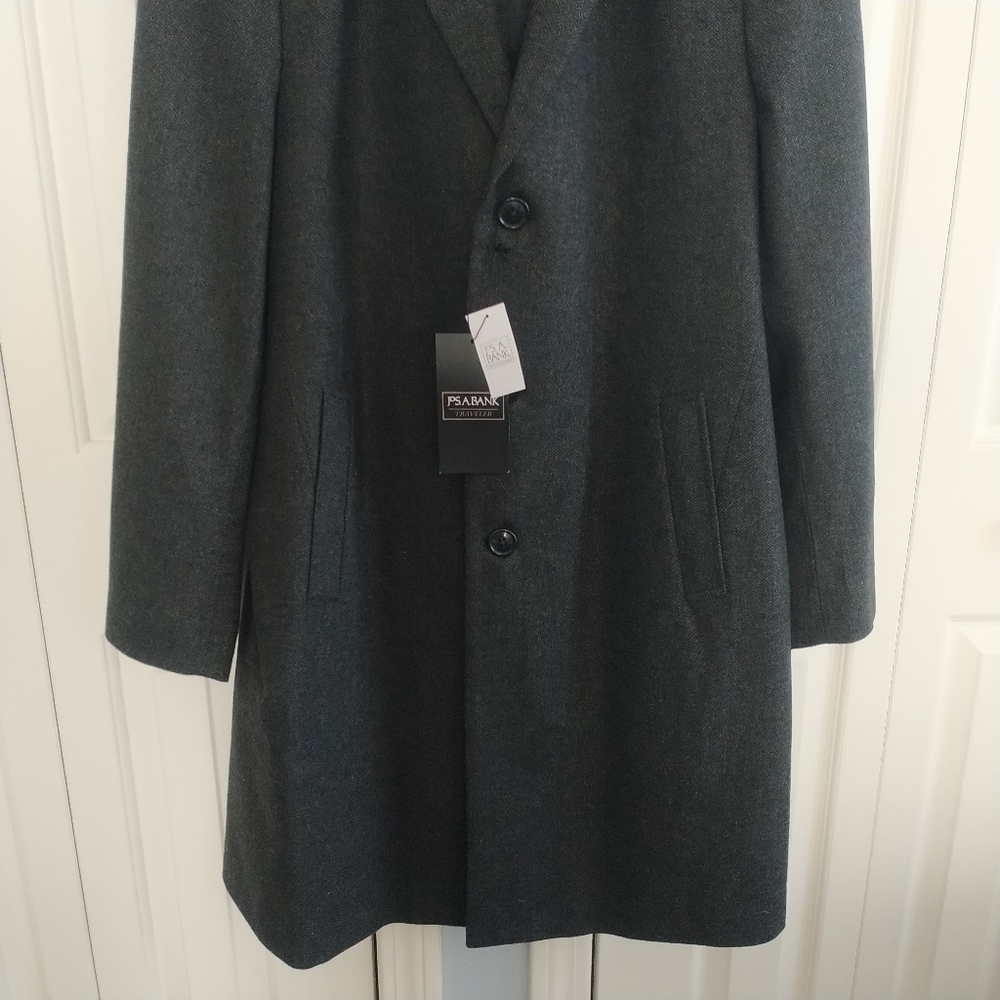 Jos. A. Bank Classic Charcoal Herringbone Classic Top Coat 44Long - Picture 11 of 12